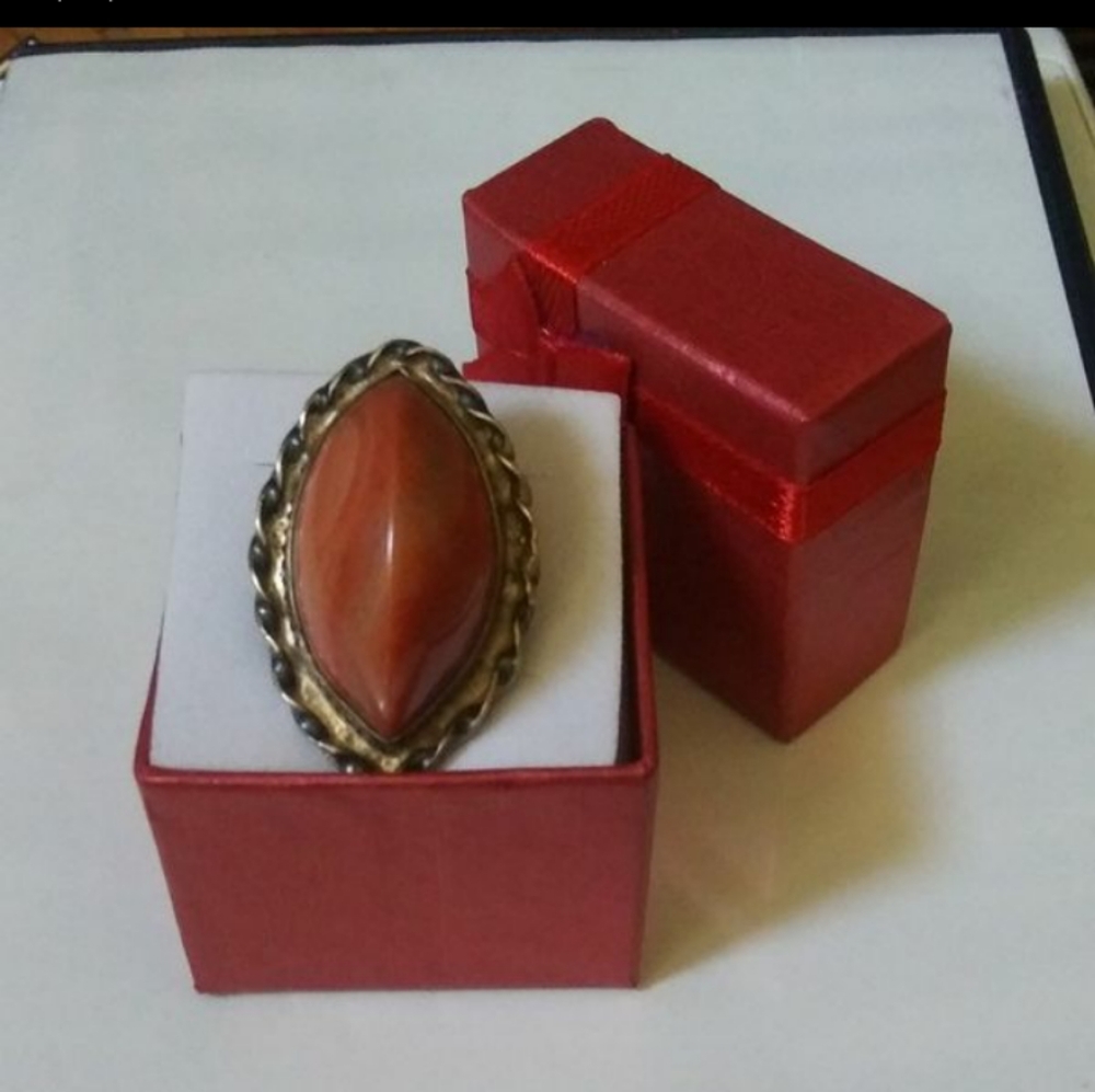 Antique Sterling/925 Chunky Amber Ring
